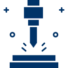 Stylized blue CNC tool illustration